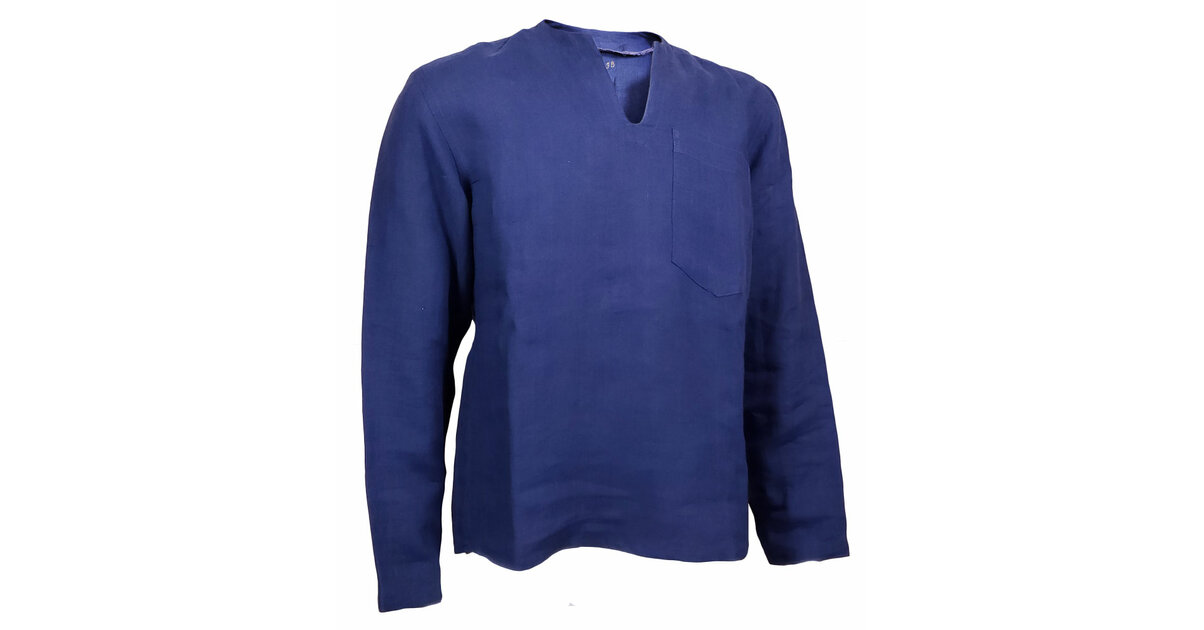 Chemise fendue sans col pour homme - 100% lin français - Zone Artisanale
